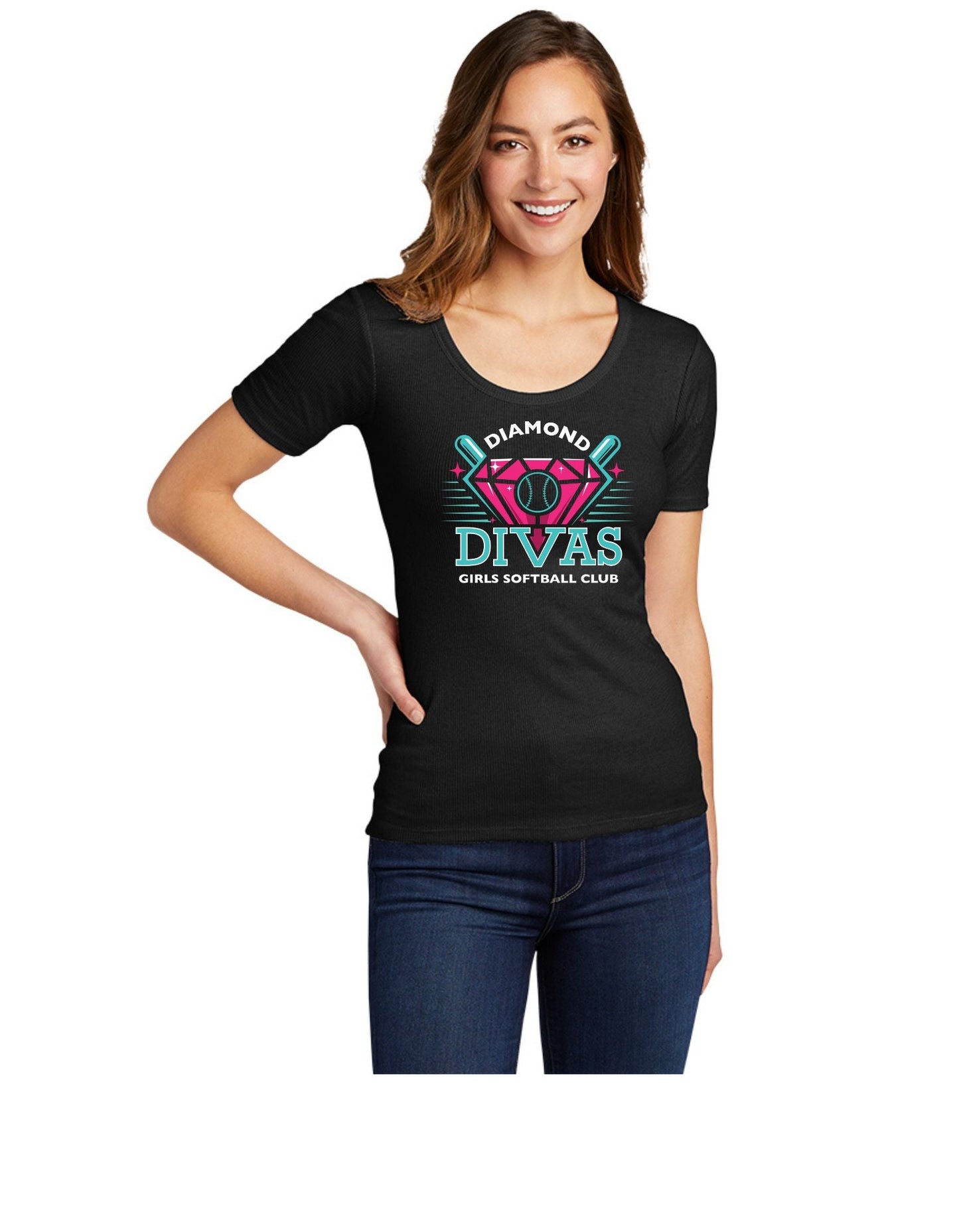 Diamond Divas Ladies Scoop Neck Tee